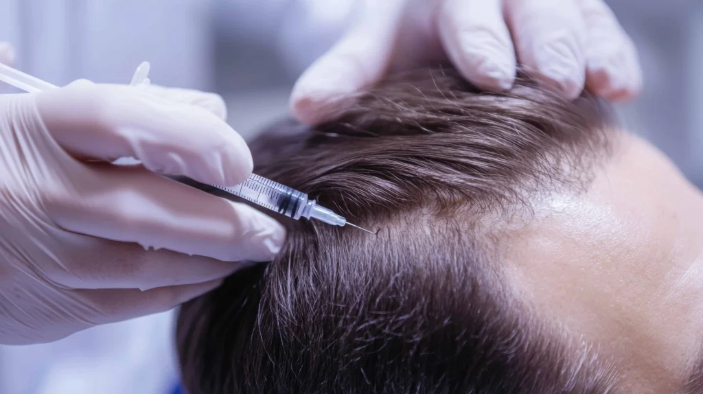 Close-up of a syringe being used on the scalp | Medical Spa in Corpus Christi, TX | Coastal Glo